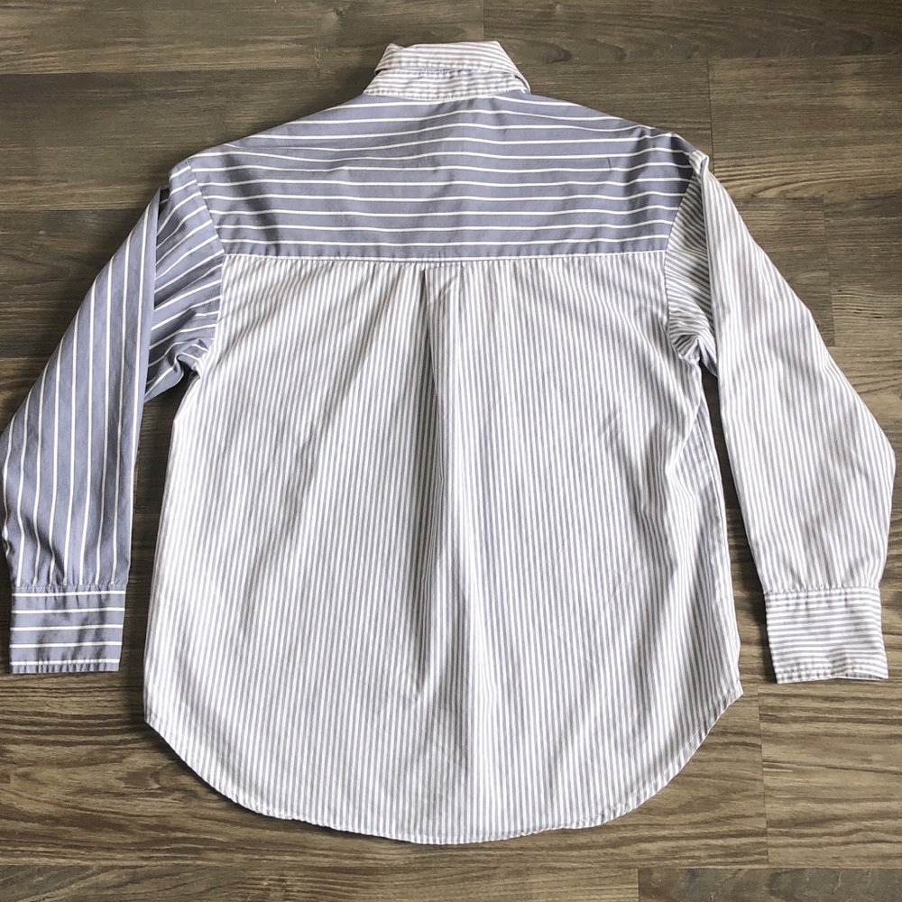 New Abercrombie and Fitch Womens Oversized Poplin Colorblock Shirt Stripe - Picture 8 of 15